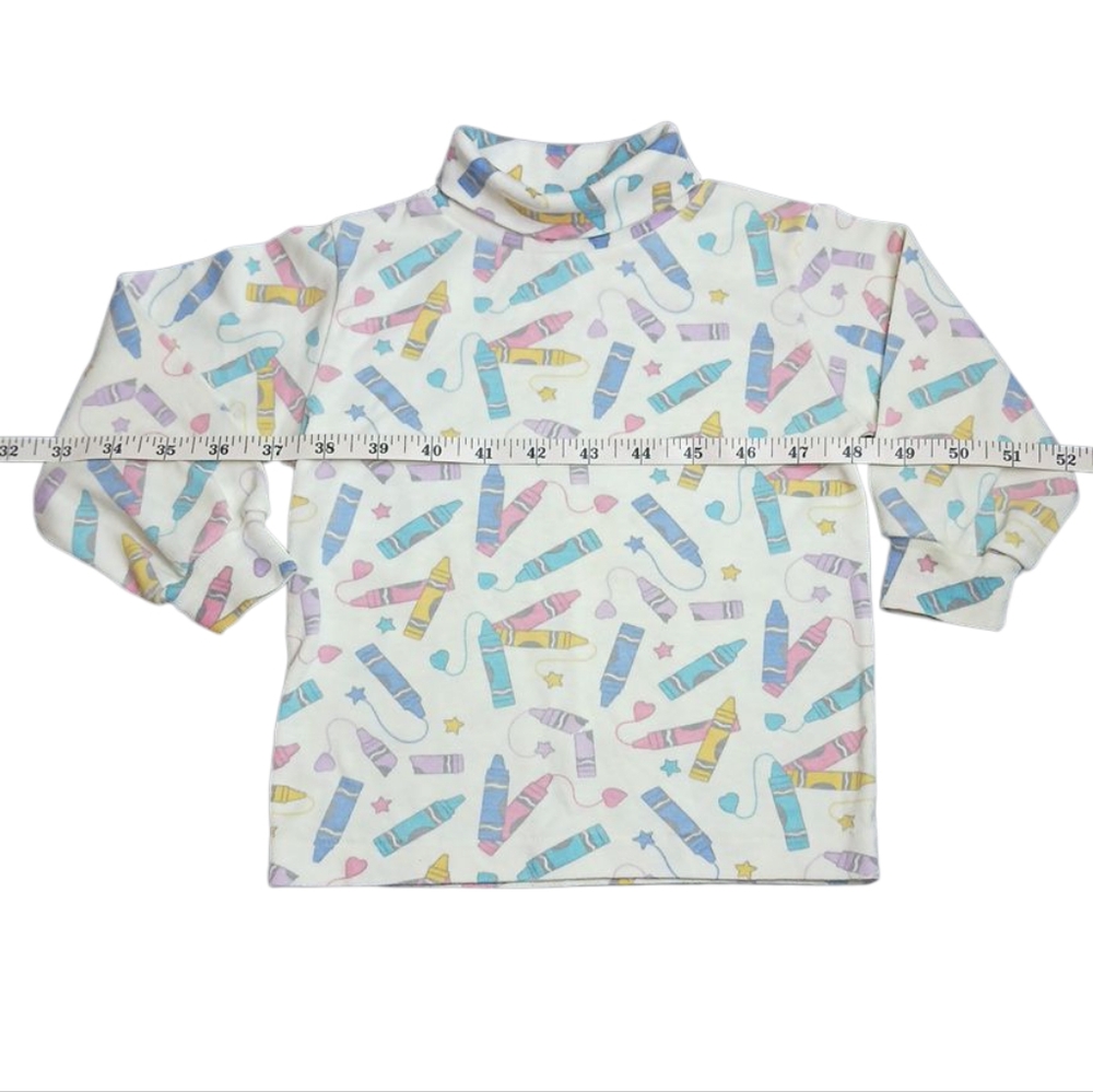 VTG Health-Tex Set 2 Pastel Colored Graphic Ruffle/Turtlenecks Long Sleeve - Picture 2 of 7